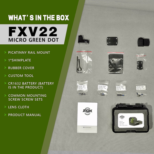 FXV22-GR 3 MOA Micro Green Dot For RMSc footprint