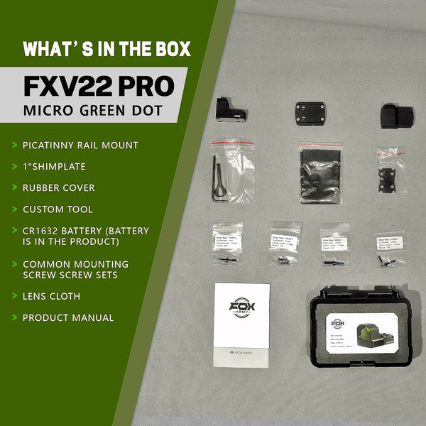 FXV22 PRO-GR  Multi-Reticle Micro Green dot For RMSc Footprint