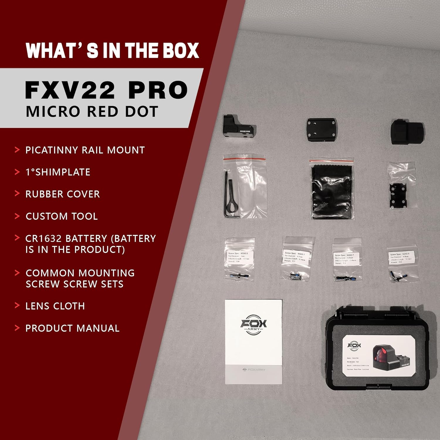 FOXARMY FXV22 PRO Multi-Reticle Red Dot Sight (RMS/RMS-C Footprint ...